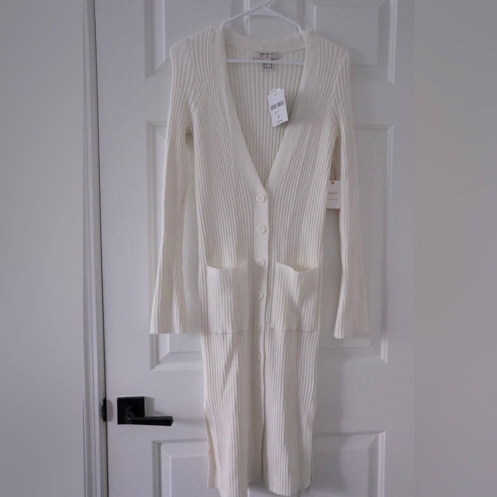 White Sweater Dress with buttons